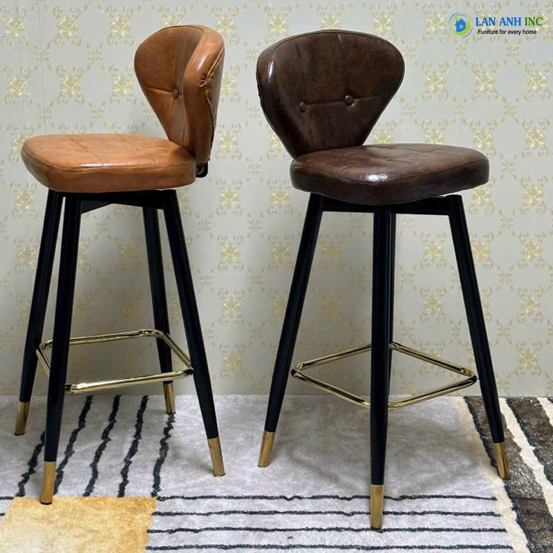 Top 10 Ghế Quầy Bar Có Tựa Lưng Thoải Mái Nhất 2025 ghe quay bar mat da chan sat cao cap LAB403 2
