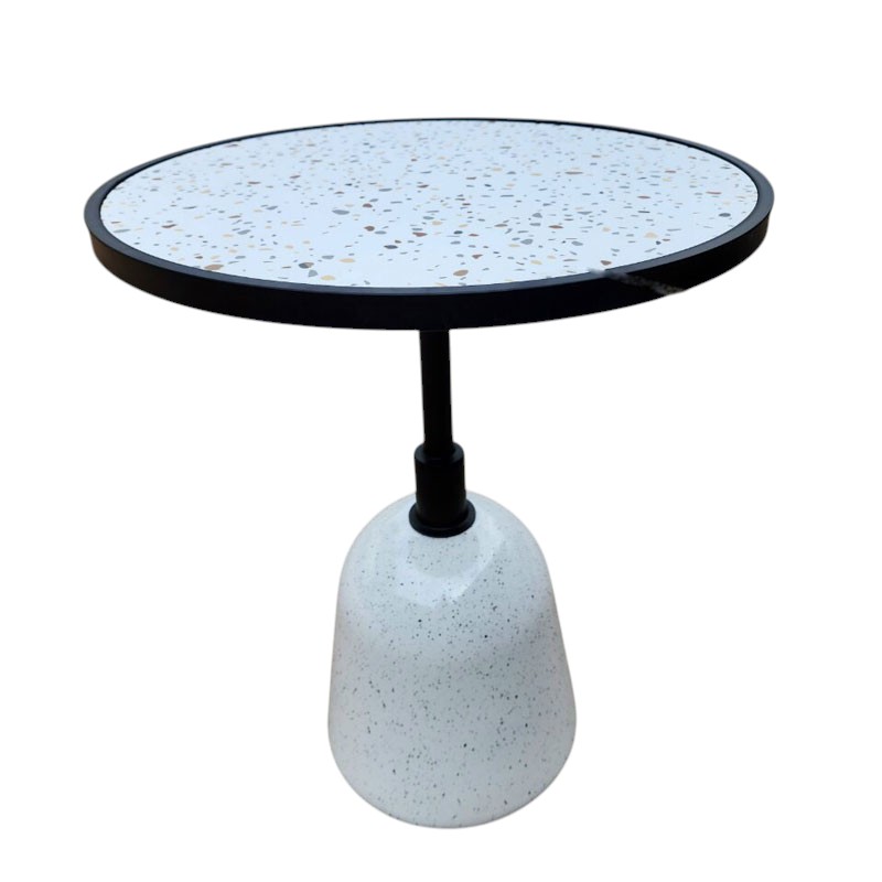 Bàn cafe chân sắt trụ bê tông mặt ceramic tròn Bàn cafe chân sắt trụ bê tông mặt ceramic tròn