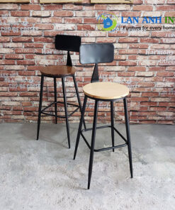 Ghế quầy bar gỗ chân sắt LASK04