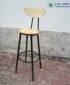 Ghế quầy bar sắt mặt gỗ có tựa cao mặt ngồi 73cm