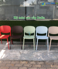 Ghế nhựa PP lưng lỗ màu pastel cao cấp có thể xếp chồng 3002