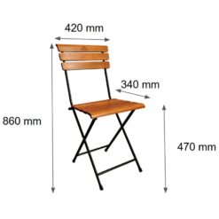 Ghế Xếp Cafe Cao Nan Gỗ Thẳng Chân Sắt Sơn Tĩnh Điện Patio 01