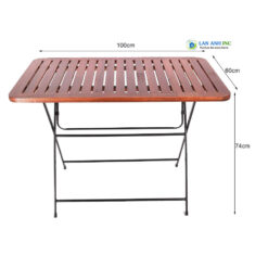 Bàn cafe ngoài trời dài gấp gọn mặt gỗ chân sắt Fansipan Patio 03