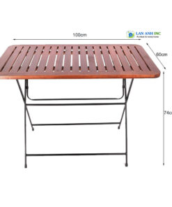 Bàn cafe ngoài trời dài gấp gọn mặt gỗ chân sắt Fansipan Patio 03