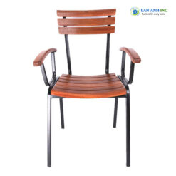 Ghế cafe bàn ăn cao có tay nan gỗ chân sắt sơn tĩnh điện ghế Moon 01