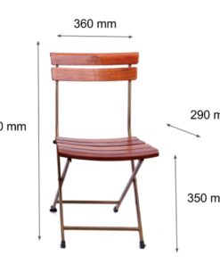 Ghế xếp cafe mini nan gỗ tự nhiên chân sắt sơn tĩnh điện Patio mini
