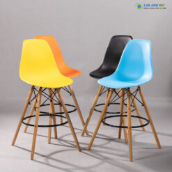 Ghế Quầy Bar Lưng Nhựa Chân Gỗ Eames hiện đại 1208