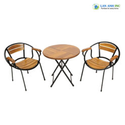 Bộ Bàn Cafe Gỗ Xếp gọn ngoài trời 2 ghế Moon mini 1 Bàn Moon Mini