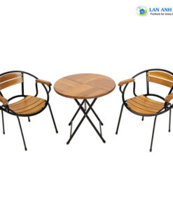 Bộ Bàn Cafe Gỗ Xếp gọn ngoài trời 2 ghế Moon mini 1 Bàn Moon Mini