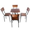 Bộ bàn ghế cafe ngoài trời 4 ghế gỗ chân sắt cao đẹp BBCF13