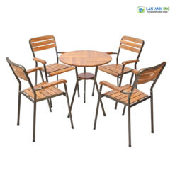 Bộ Bàn Cafe Gỗ Tròn 4 Ghế Moon 03 1 Bàn Moon 03