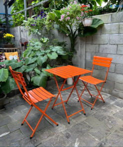 Bộ bàn ghế cafe ngoài trời xếp gọn 1 bàn 2 ghế sắt cao BBCF20