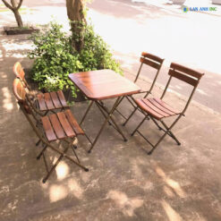 Bộ bàn ghế xếp cafe ngoài trời mini 1 bàn 4 ghế BBCF15