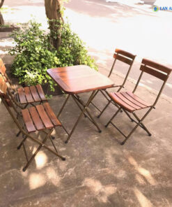 Bộ bàn ghế xếp cafe ngoài trời mini 1 bàn 4 ghế BBCF15
