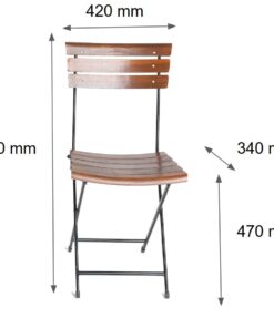 Ghế Xếp Cafe Cao Nan Gỗ Cong Chân Sắt Sơn Tĩnh Điện Patio 02