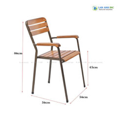 Ghế Cafe Mặt Gỗ Nan Chân Sắt Có Tay Fansipan Moon 03