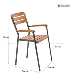 Ghế Cafe Mặt Gỗ Nan Chân Sắt Có Tay Fansipan Moon 03