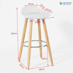 Kích thước ghế quầy bar nhựa chân gỗ cao cấp đẹp hiện đại LADP25