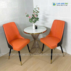 Ghế ăn bọc da chân sắt Louis