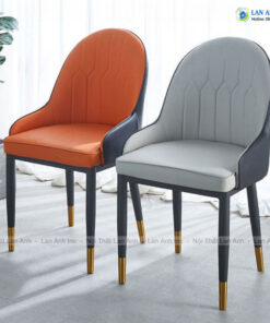 Ghế ăn bọc da chân sắt cao cấp Monet LA28B
