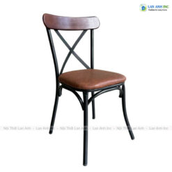 Ghế ăn nhà hàng chân sắt mặt đệm tựa chữ X