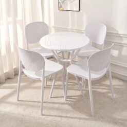 Bộ Bàn Ghế Cafe Nhựa Tròn 4 Ghế Nhựa Đúc Lỗ BBCF37