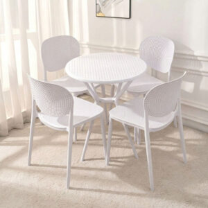 Bộ Bàn Ghế Cafe Nhựa Tròn 4 Ghế Nhựa Đúc Lỗ BBCF37