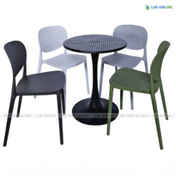 Bộ Bàn Ghế Cafe Tròn Ngoài Trời 4 Ghế Nhựa Đúc Đẹp BBCF39