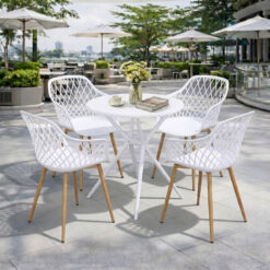 Bộ Bàn Ghế Cafe Nhựa Tròn 4 Ghế 3014 1 Bàn 3025