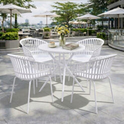 Bộ Bàn Ghế Cafe Nhựa Tròn 4 Ghế 3032 1 Bàn 3025