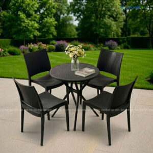 Bộ Bàn Ghế Cafe Nhựa Tròn 4 Ghế Nhựa Đúc BBCF73