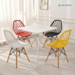 Bộ Bàn Ghế Cafe Nhựa Vuông 4 Ghế Nhựa Chân Gỗ BBCF77 bo ban ghe cafe nhua vuong 4 ghe dep BBCF187 2
