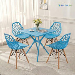 Bộ Bàn Ghế Cafe Nhựa Vuông 4 Ghế 3012B 1 Bàn 3024