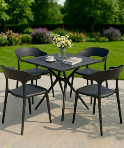 Bộ Bàn Ghế Cafe Nhựa Vuông 4 Ghế 3001 1 Bàn 3024