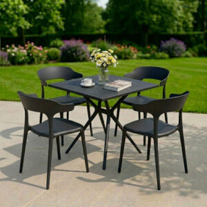 Bộ Bàn Ghế Cafe Nhựa Vuông 4 Ghế Nhựa Đúc BBCF58