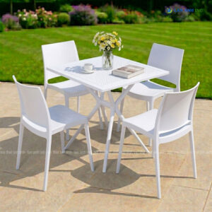 Bộ Bàn Ghế Cafe Nhựa Vuông 4 Ghế Nhựa Đúc Nguyên Khối BBCF72