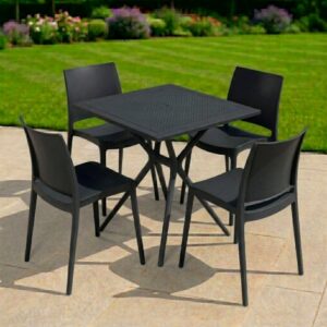 Bộ Bàn Ghế Cafe Nhựa Vuông 4 Ghế Nhựa Đúc Nguyên Khối BBCF72