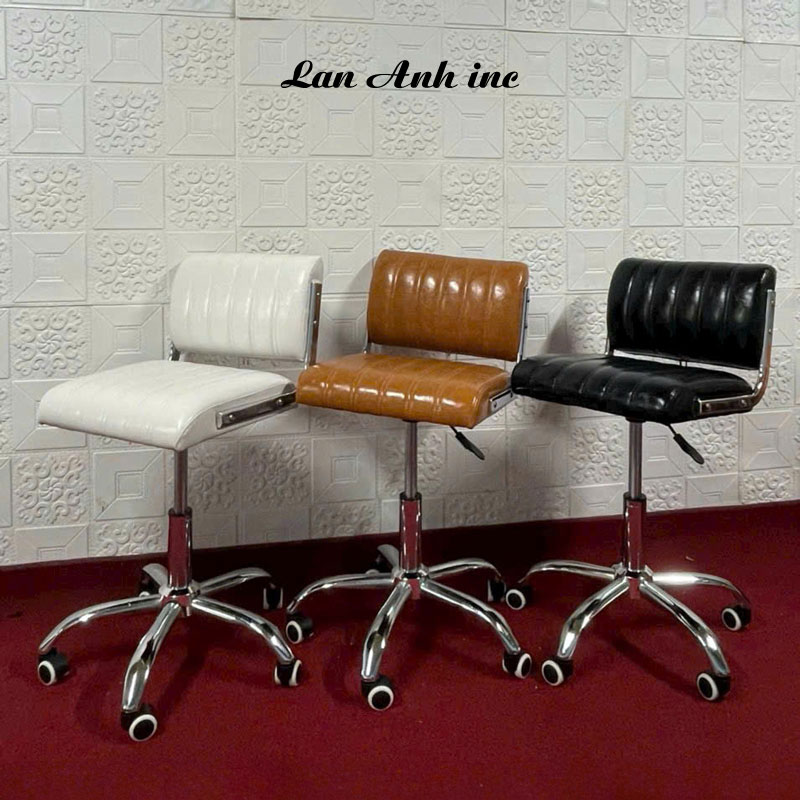 Ghế bọc da chân sắt xoay nâng hạ GCX10 có bánh xe linh hoạt.