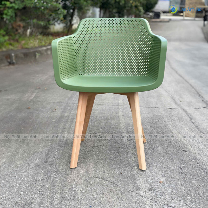 Ghế ăn cafe nhà hàng nhựa chân gỗ hiện đại LA3062B