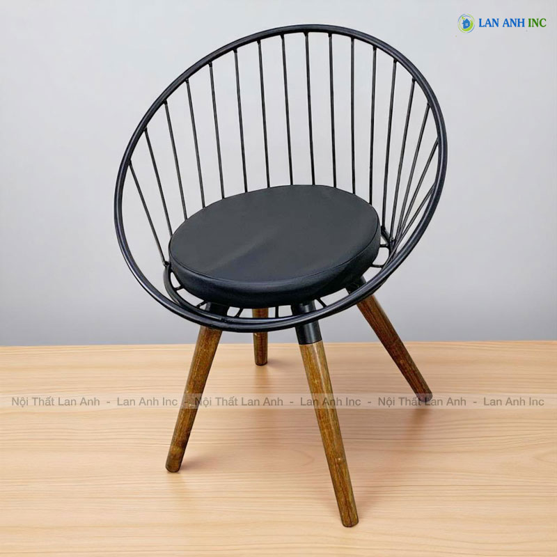 Ghế cafe sắt hình nón chân gỗ đẹp SKG27