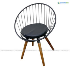 Ghế Cafe Hình Nón Chân Gỗ Tựa Sắt Có Nệm SKG27