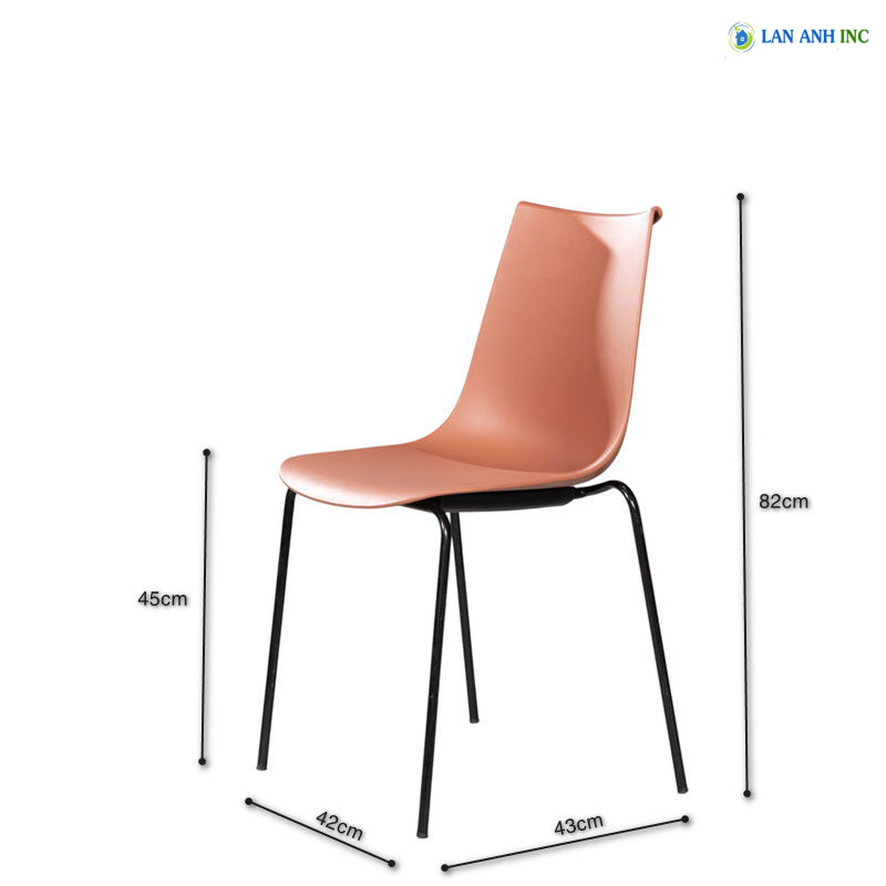 Kích thước ghế nhựa chân sắt cao cấp đẹp hiện đại AMELI11
