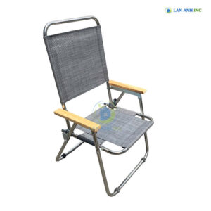 Ghế Xếp Cafe Inox Vải Lưới Tay Gỗ GXT255