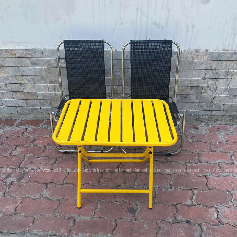 Bộ bàn ghế cafe BBGX05 xếp gọn ngoài trời inox giá rẻ 