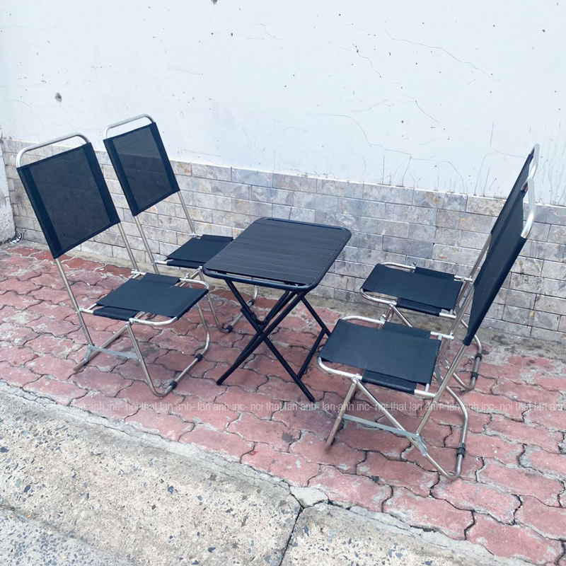 Bộ bàn ghế cafe xếp inox câu cá dã ngoại ngoài trời vải lưới lưng cao giá rẻ