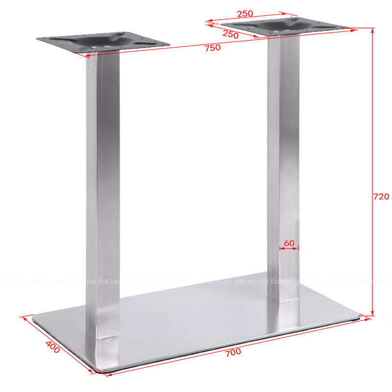 Kích thước chân bàn ăn LACB15 đôi inox vuông. Kích thước chân bàn ăn LACB15 đôi inox vuông.
