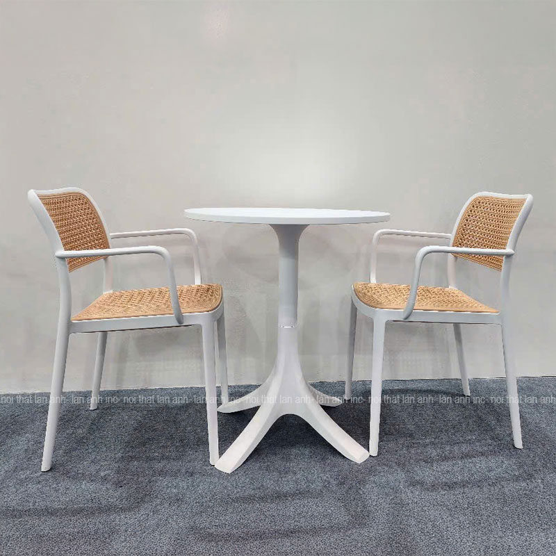 Bộ bàn ghế cafe BBCF94 nhựa tròn chân xòe 2 ghế Bộ bàn ghế cafe BBCF94 nhựa tròn chân xòe 2 ghế