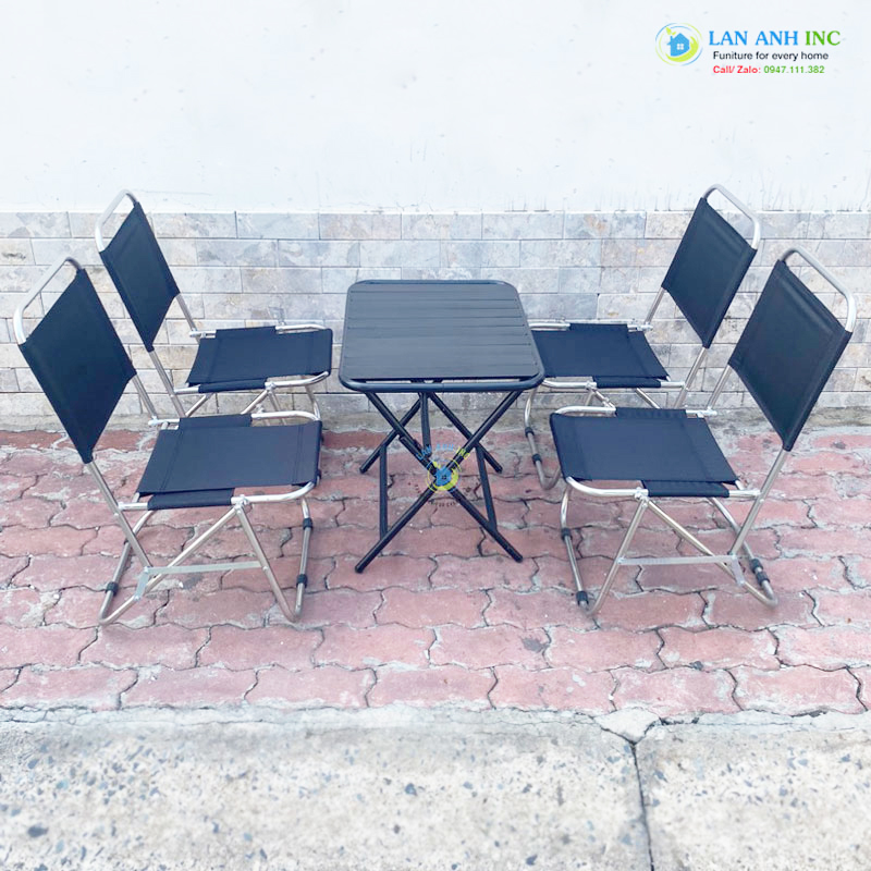 Bộ bàn ghế cafe xếp ngoài trời mini 1 bàn 4 ghế Bộ bàn ghế cafe xếp ngoài trời mini 1 bàn 4 ghế