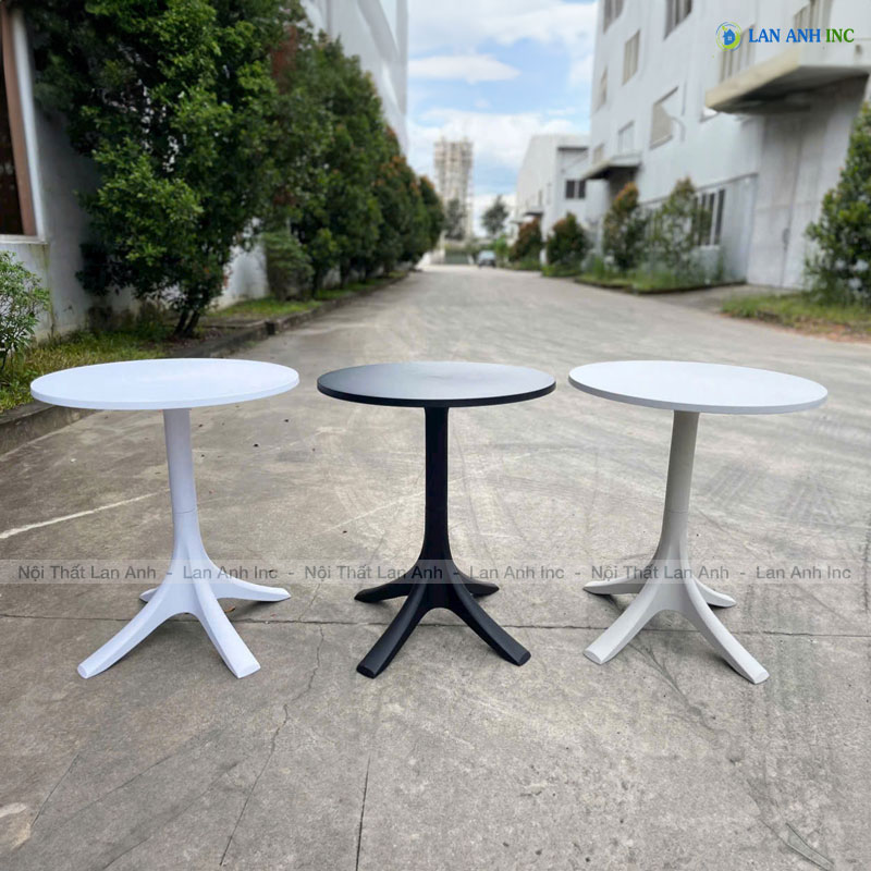 Bàn cafe tròn nhựa cafe sân vườn ngoài trời bàn công, bàn trà đơn giản hiện đại LAB3055 với 3 màu lựa chọn.