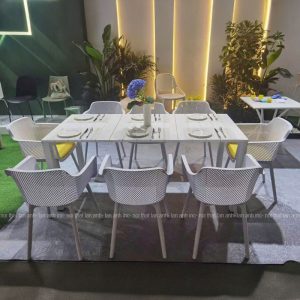 Bộ bàn ăn ngoài trời 8 ghế hiện đại BBCF97